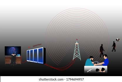 Human chipping - vaccination. Chip implant under skin. Microchip in hand, microcircuit in human body. Biotechnology and cybernetics of future. Establish control over people. New World Order. vector