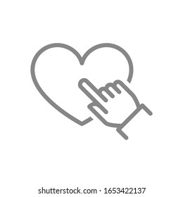 Human chooses a heart line icon. Positive customer review, rating, feedback symbol
