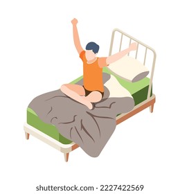 Human circadian rhythms isometric composition with human character and fatigue lack of sleep drowsiness image vector illustration