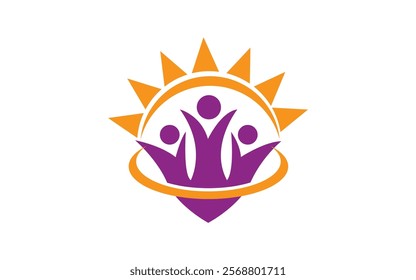 human circle happy logo design with business icon