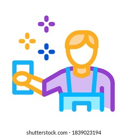 Human Cleaning Icon Vector. Outline Human Cleaning Sign. Isolated Contour Symbol Illustration