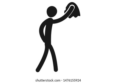 Human cleaning wall vector, washing vector icon