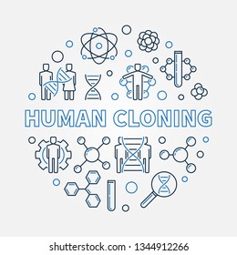 Human cloning vector concept round illustration in outline style