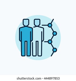 Human Cloning Vector Icon. Clone Colorful Blue Symbol. Two Men With Molecule Sign On Blue Background