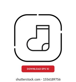 Human clothes symbol, sock outline vector icon