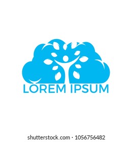 Human Cloud Tree Logo Design. Family tree sign and symbol.
