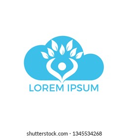 Human Cloud Tree Logo Design. Family tree sign and symbol.