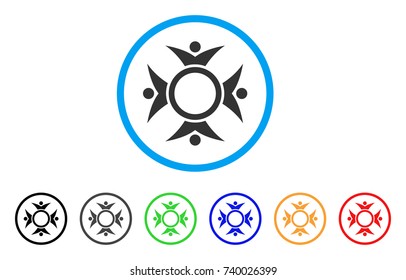 Human Collaboration rounded icon. Style is a flat grey symbol inside light blue circle with bonus colored variants. Human Collaboration vector designed for web and software interfaces.
