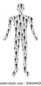 Human collage organized in the group of human design elements. Vector iconized composition created with simple pictograms.