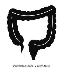 Icono del vector del colon o intestino humano aislado en fondo blanco