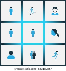 Human Colorful Icons Set. Collection Of Client, Female, Human And Other Elements. Also Includes Symbols Such As Human, Businessman, Couple.