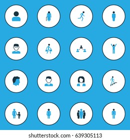 Human Colorful Icons Set. Collection Of Child, Contact, Personal Data And Other Elements. Also Includes Symbols Such As Man, Group, Company.