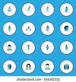 Human Colorful Icons Set. Collection Of Lover, Happiness, Human And Other Elements. Also Includes Symbols Such As Clever, Businesswoman, Female.