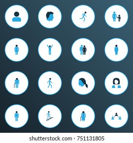 Human Colorful Icons Set. Collection Of Stairs, Business, Walking And Other Elements. Also Includes Symbols Such As Head, Running, Lover.