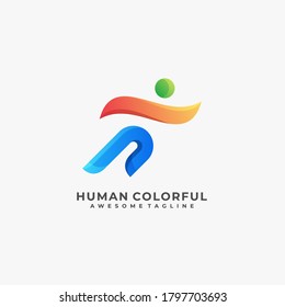 Human Colorful Illustration Vector logo.