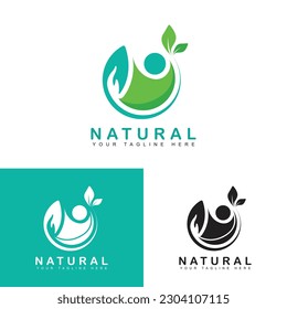 Human combination natural leaf abstract vector design. Natural icons and logos.