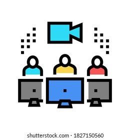 menschliches Kommunikationsvideo nennen Farbsymbol Vektor. menschliches Kommunikationsvideo-Rufzeichen. einzelne Symbolillustration
