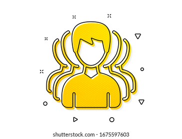 Human communication symbol. Group of Men icon. Teamwork sign. Yellow circles pattern. Classic group icon. Geometric elements. Vector