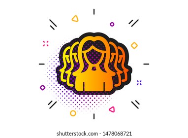 Human communication symbol. Halftone circles pattern. Group of Women icon. Teamwork sign. Classic flat women Group icon. Vector