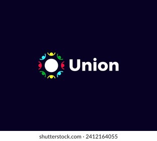 human community logo design, symbol for teamwork, social group, community..