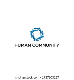 Diseño de logotipo de la comunidad humana, trabajo en equipo inspiración en vectores corporativos
