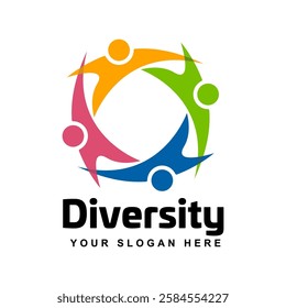 Human community logo design template. symbol for teamwork, social group, community.