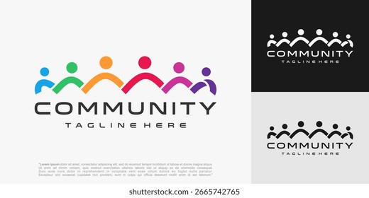 Human Community Diseño de logo. Símbolo sindical para el trabajo en equipo, grupo social, comunidad, Ilustración vectorial.