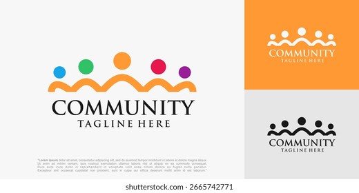 Human Community Diseño de logo. Símbolo sindical para el trabajo en equipo, grupo social, comunidad, Ilustración vectorial.
