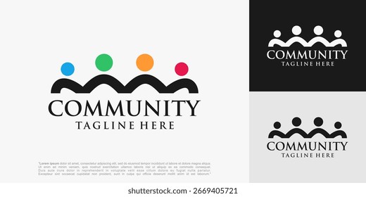 Design des menschlichen Gemeinschaftslogos. Union Symbol für Teamarbeit, soziale Gruppe, Gemeinschaft, Vektorgrafik.