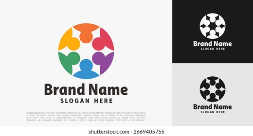 Human Community Diseño de logo. Símbolo sindical para el trabajo en equipo, grupo social, comunidad, Ilustración vectorial.