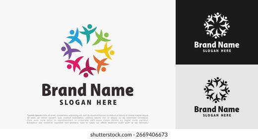 Human Community Logo design. Union symbol for teamwork, social group, community, vector illustration.