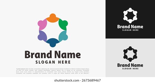 Human Community Diseño de logo. Símbolo sindical para el trabajo en equipo, grupo social, comunidad, Ilustración vectorial.
