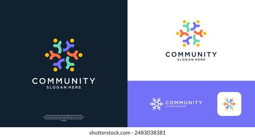 Human community logo vector icon. Abstract people group logo design template.