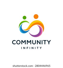 Human community for teamwork social group community logo design, infinity infinite logo symbol icon