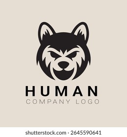 Human Company Logo with Wolf Head Silhouette, Unique Human icon logo design template. Monochrome silhouette of a koala climbing a tree logo vector illustration
