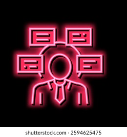 human comprehends tasks neon light sign vector. human comprehends tasks illustration