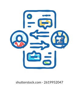 human computer interaction hci doodle icon sketch vector. human computer interaction hci sign. isolated symbol illustration
