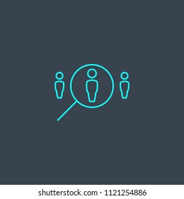 Human Resourсes concept blue line icon. Simple thin element on dark background. Human Resourсes concept outline symbol design from HR set. Can be used for web and mobile UI/UX