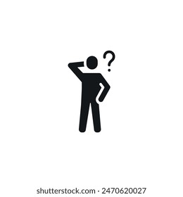 Human confused simple glyph icon. Vector solid isolated black illustration.