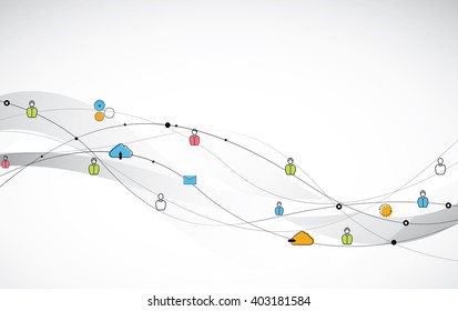 Human connection. Abstract human connection. Human connection with various icons