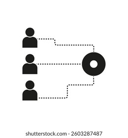 Human connection icon. Social interaction symbol. Linked people graphic. Vector illustration.