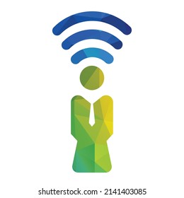 Diseño del icono del logotipo de la conexión humana. Diseño combinado WIFI y Humano.