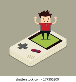 Control humano por teclado de juego en fondo de color