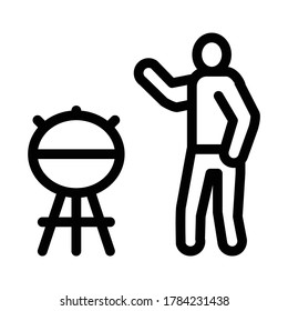 human cooking bbq icon vector. human cooking bbq sign. isolated contour symbol illustration