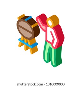 human cooking bbq icon vector. isometric human cooking bbq sign. color isolated symbol illustration