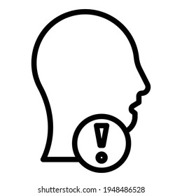 Human cough icon. Outline human cough vector icon for web design isolated on white background