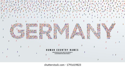 Human country name Germany. large group of people form to create country name Germany. vector illustration.