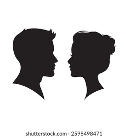 human couple face silhouette vector 