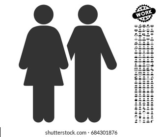 Human Couple icon with black bonus professional images. Human Couple vector illustration style is a flat gray iconic element for web design, app user interfaces.