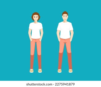 Human couple standing on isolated background, Vector illustration.